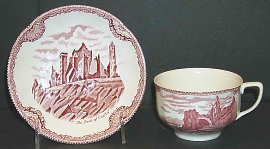 Old Britain Castles Pink (No Crown Made England) Breakfast Cup & Saucer Set by Johnson Brothers-1