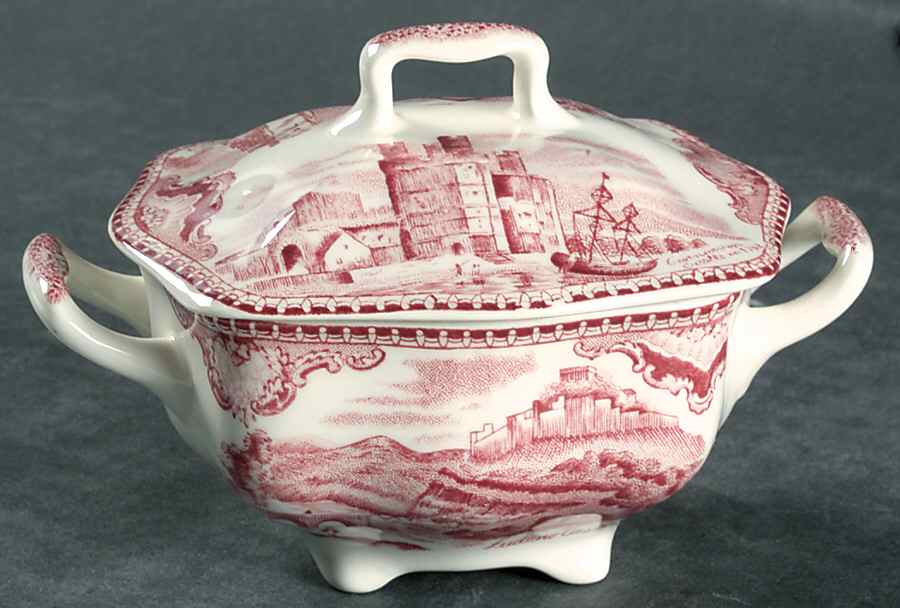 Old Britain Castles Pink (No Crown Made England) Mini Sugar Bowl & Lid by Johnson Brothers-1