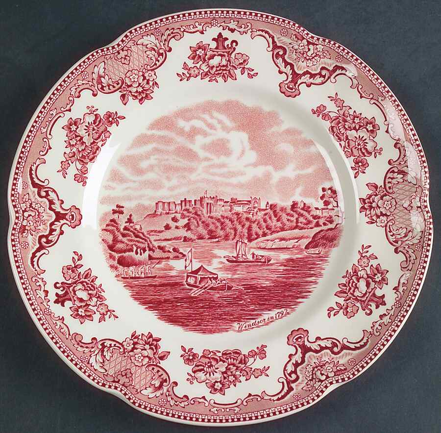 Old Britain Castles Pink (No Crown Made England) Luncheon Plate by Johnson Brothers-1