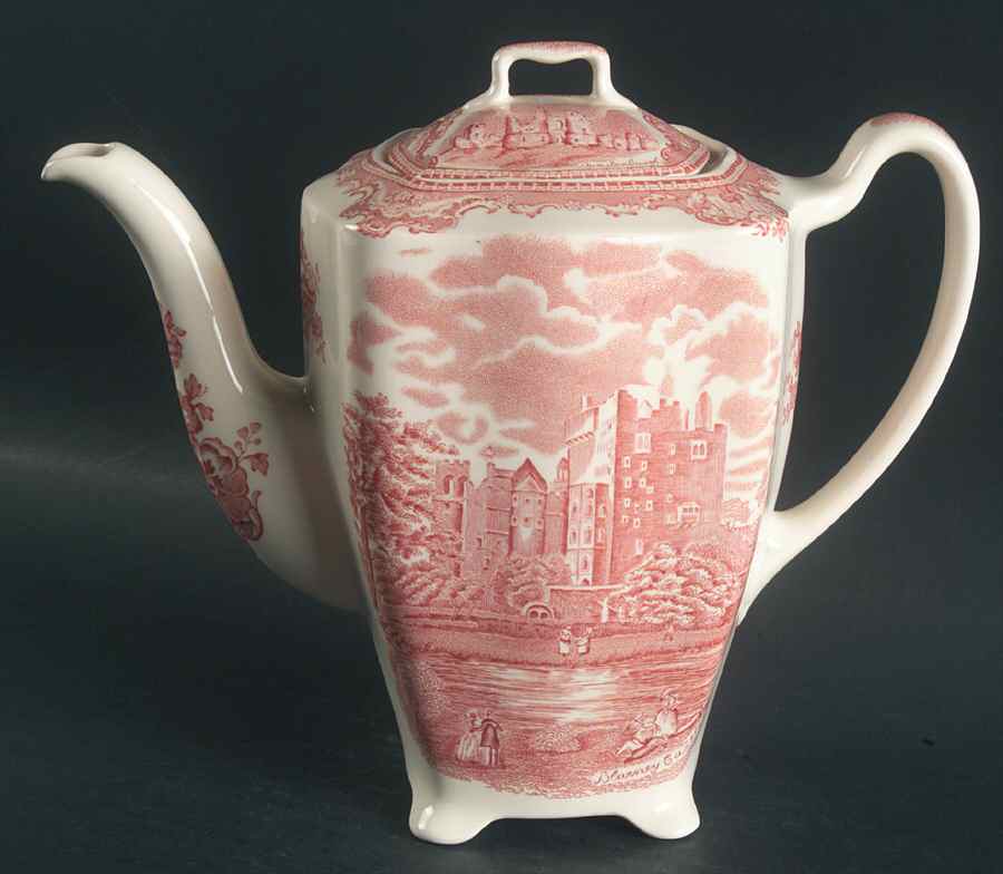 Old Britain Castles Pink (No Crown Made England) Coffee Pot & Lid by Johnson Brothers-1
