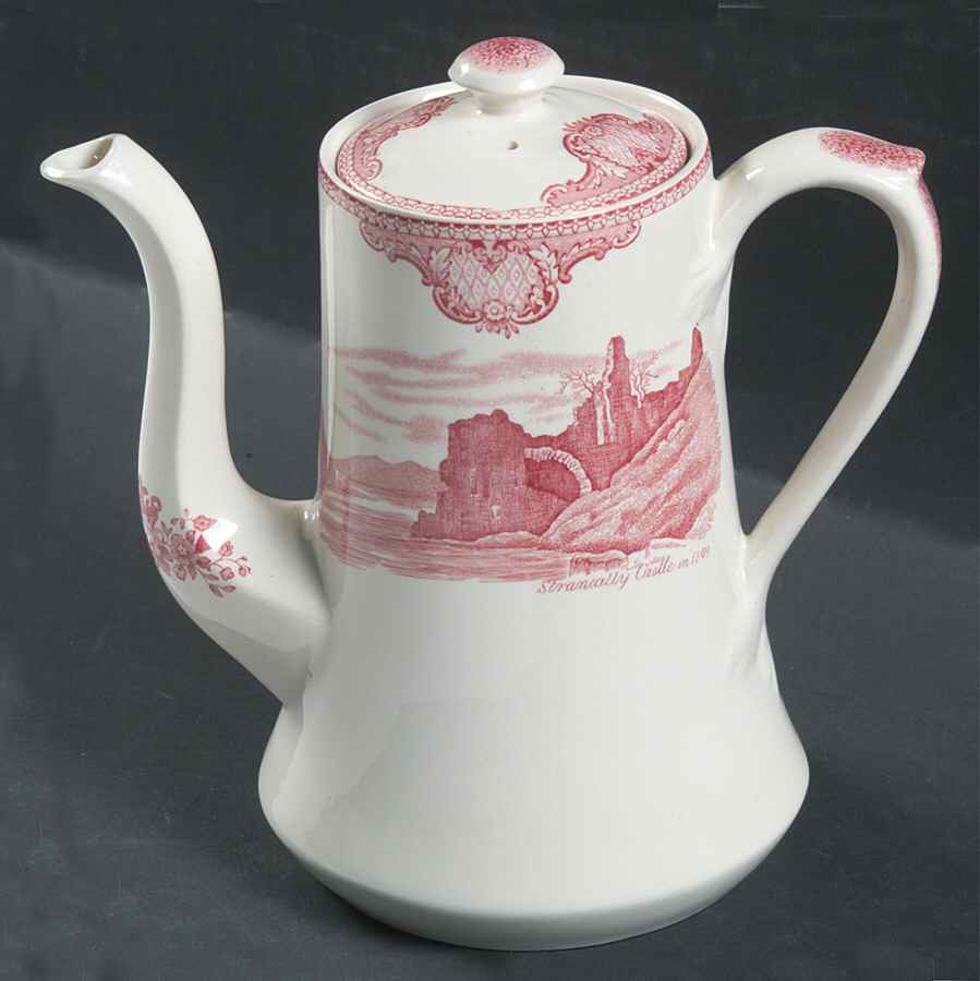 Old Britain Castles Pink (No Crown Made England) Coffee Pot & Lid by Johnson Brothers-1