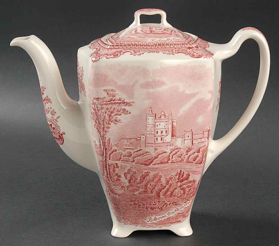 Old Britain Castles Pink (No Crown Made England) Small Coffee Pot & Lid by Johnson Brothers-1