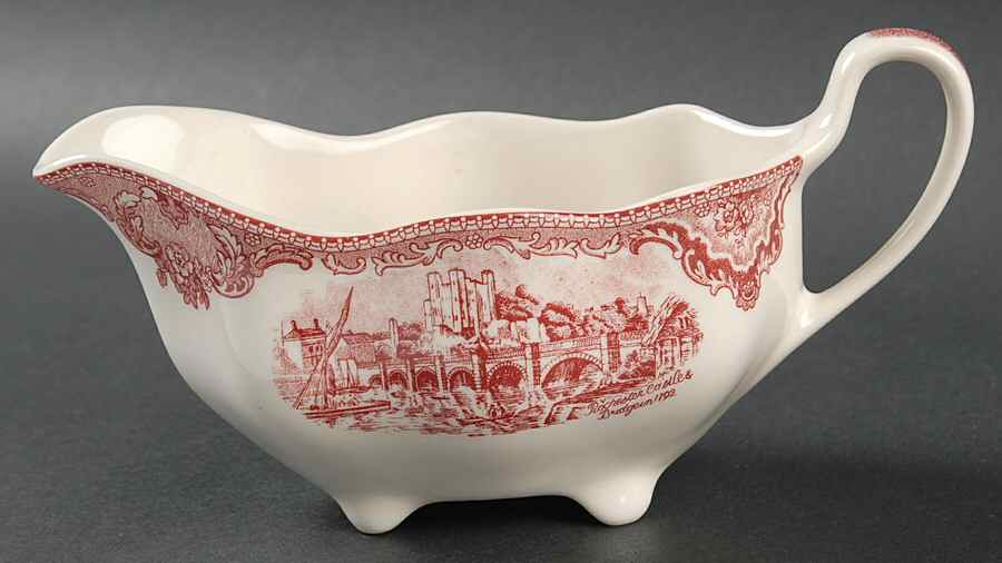 Old Britain Castles Pink (No Crown Made England) Gravy Boat by Johnson Brothers-1