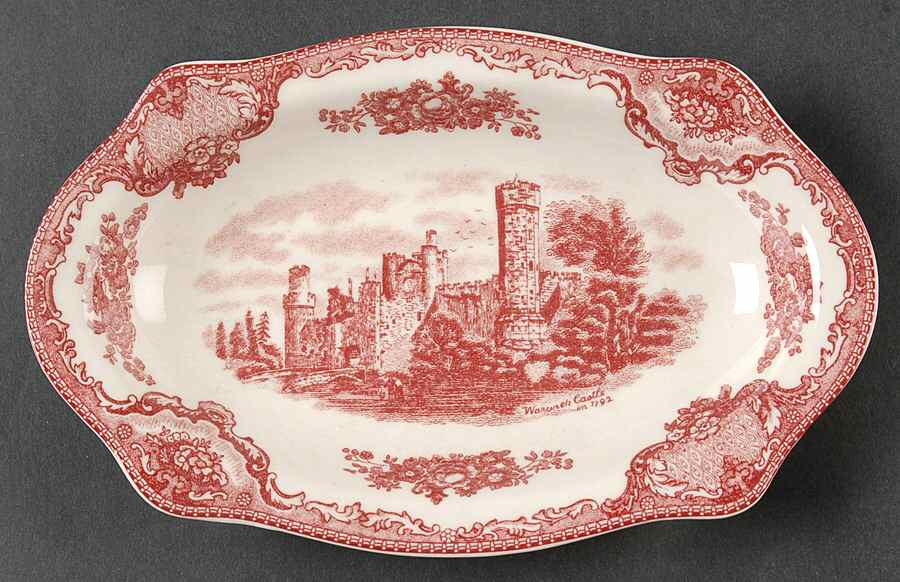 Old Britain Castles Pink (No Crown Made England) Relish/Gravy Underplate by Johnson Brothers-1