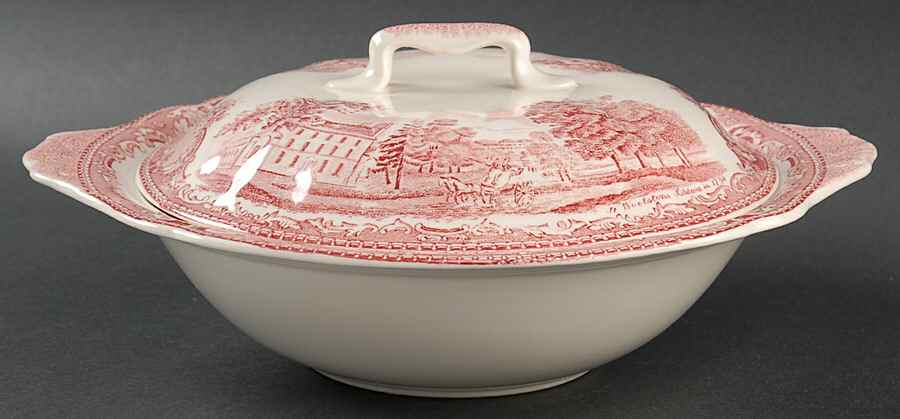 Old Britain Castles Pink (No Crown Made England) Round Covered Vegetable by Johnson Brothers-1