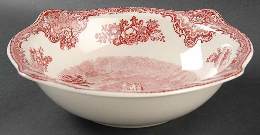 Old Britain Castles Pink (No Crown Made England) 9" Round Vegetable Bowl by Johnson Brothers-1