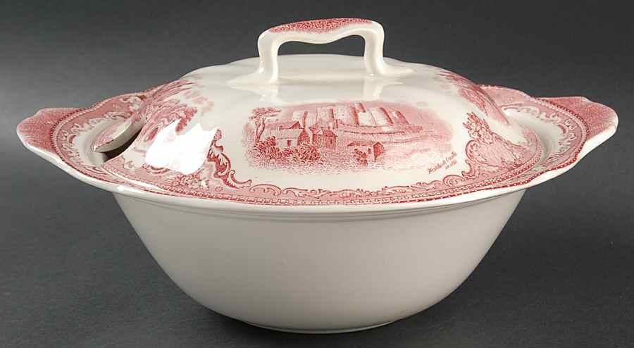 Old Britain Castles Pink (No Crown Made England) Large Round Covered Vegetable by Johnson Brothers-1
