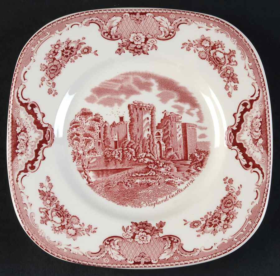 Old Britain Castles Pink (No Crown Made England) Square Salad Plate by Johnson Brothers-1