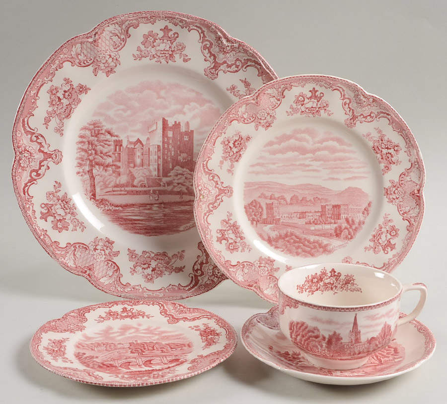 Old Britain Castles Pink (Crown Made In England) 5 Piece Place Setting by Johnson Brothers-1