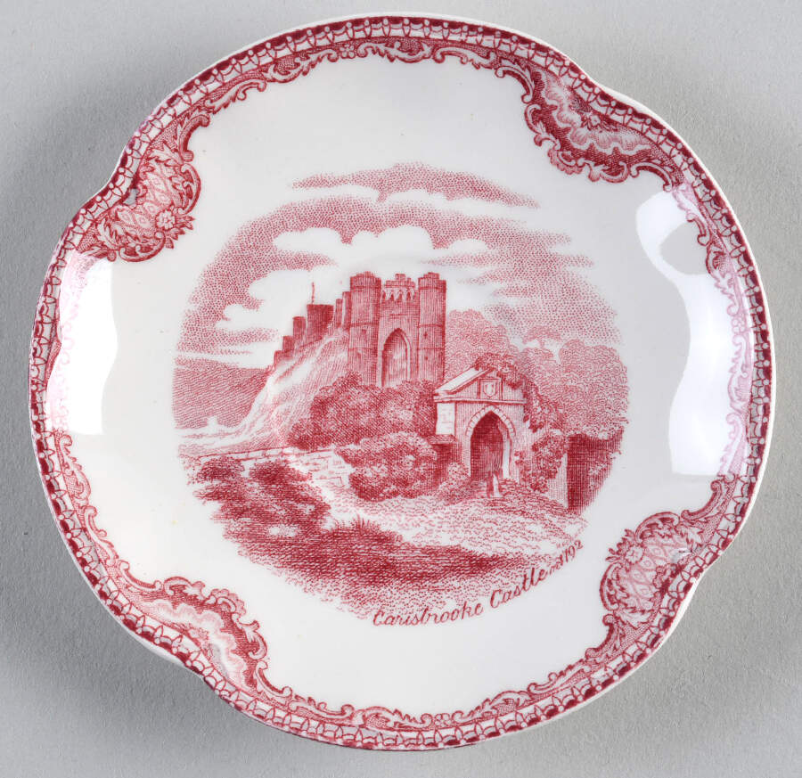 Old Britain Castles Pink (Crown Made In England) Saucer for Flat Demitasse Cup by Johnson Brothers-1