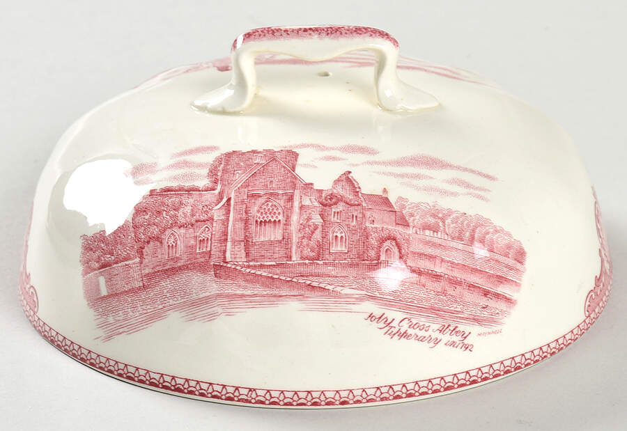 Old Britain Castles Pink (Crown Made In England) Lid for Round Butter by Johnson Brothers-1