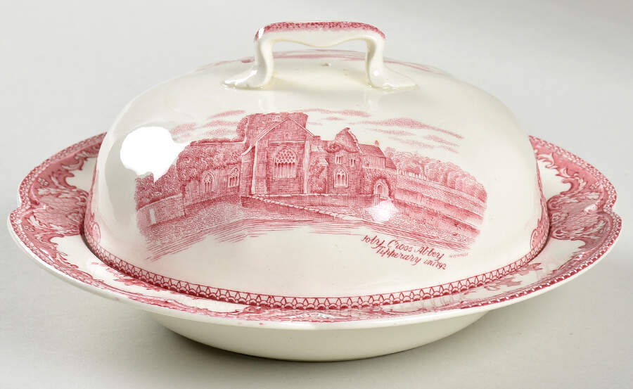 Old Britain Castles Pink (Crown Made In England) Round Covered Butter by Johnson Brothers-1