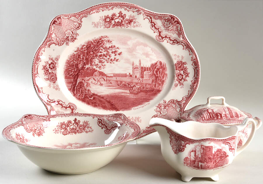 Old Britain Castles Pink (Crown Made In England) 5 Piece Hostess Set by Johnson Brothers-1