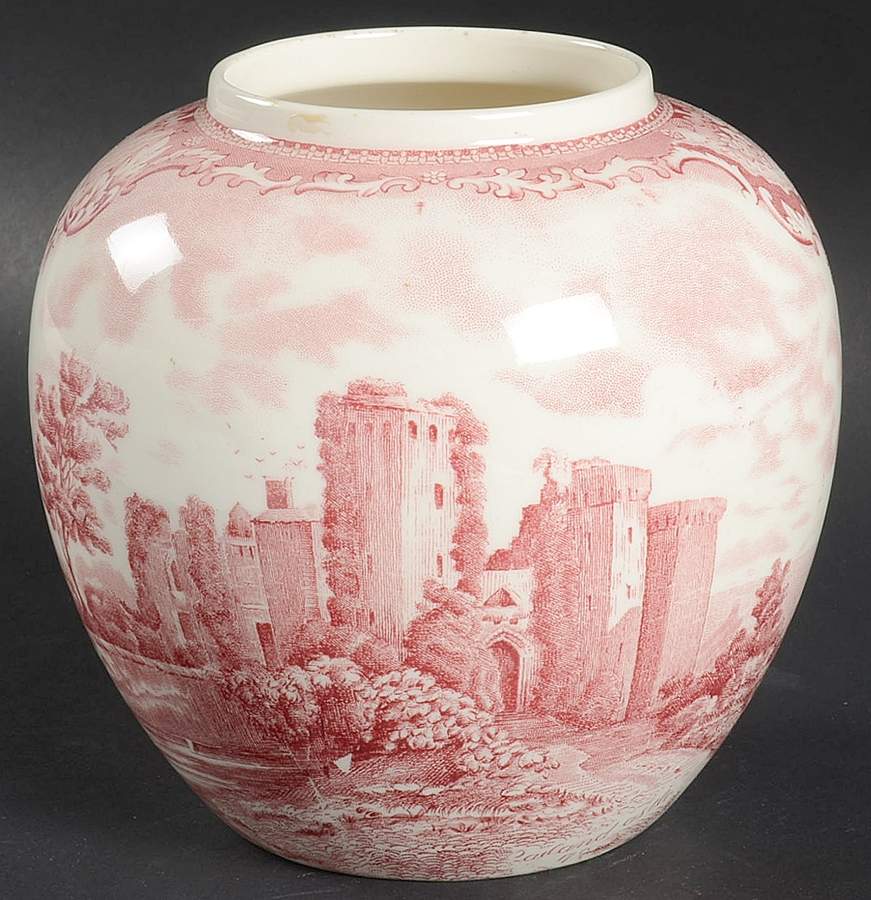 Old Britain Castles Pink (Crown Made In England) Medium Ginger Jar No Lid by Johnson Brothers-1