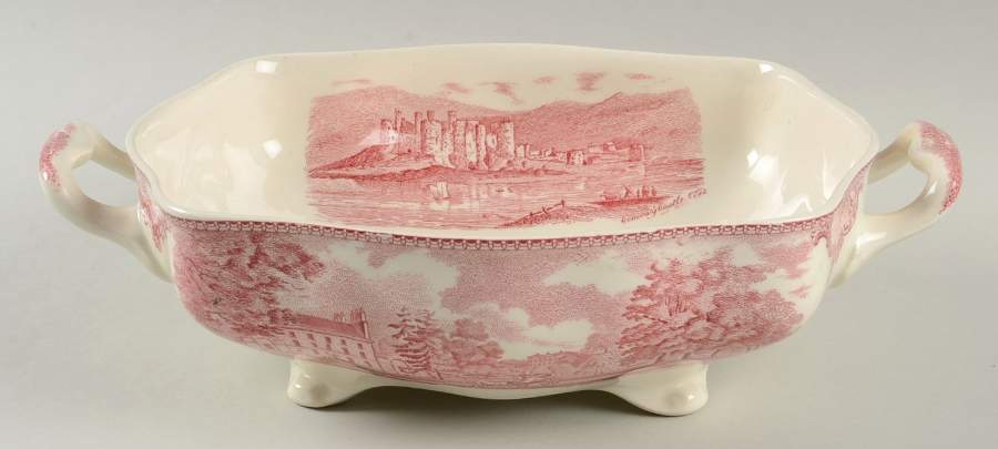 Old Britain Castles Pink (Crown Made In England) Square Vegetable No Lid by Johnson Brothers-1
