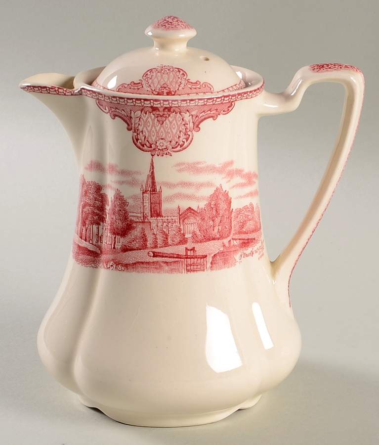 Old Britain Castles Pink (Crown Made In England) Hot Water Jug & Lid by Johnson Brothers-1
