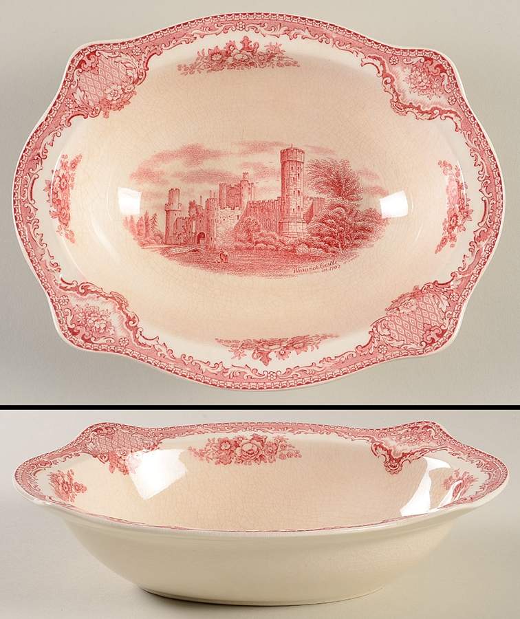 Old Britain Castles Pink (Crown Made In England) 8" Oval Vegetable Bowl by Johnson Brothers-1
