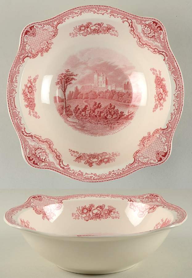 Old Britain Castles Pink (Crown Made In England) 10" Round Vegetable Bowl by Johnson Brothers-1