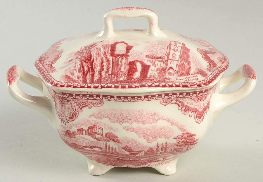 Old Britain Castles Pink (Crown Made In England) Mini Sugar Bowl & Lid by Johnson Brothers-1