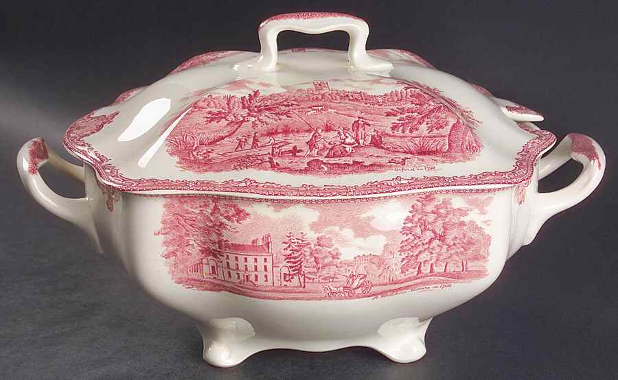 Old Britain Castles Pink (Crown Made In England) Rectangular Tureen & Lid by Johnson Brothers-1