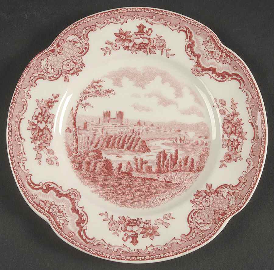 Old Britain Castles Pink (Crown Made In England) Dessert/Pie Plate by Johnson Brothers-1