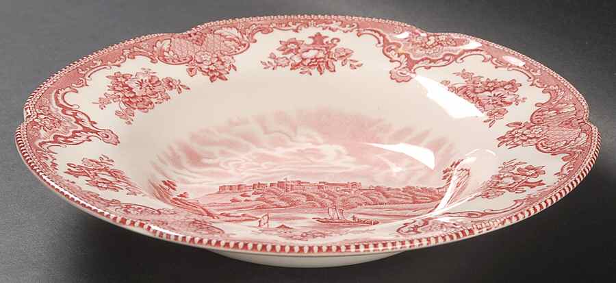 Old Britain Castles Pink (Crown Made In England) Large Rim Soup Bowl by Johnson Brothers-1