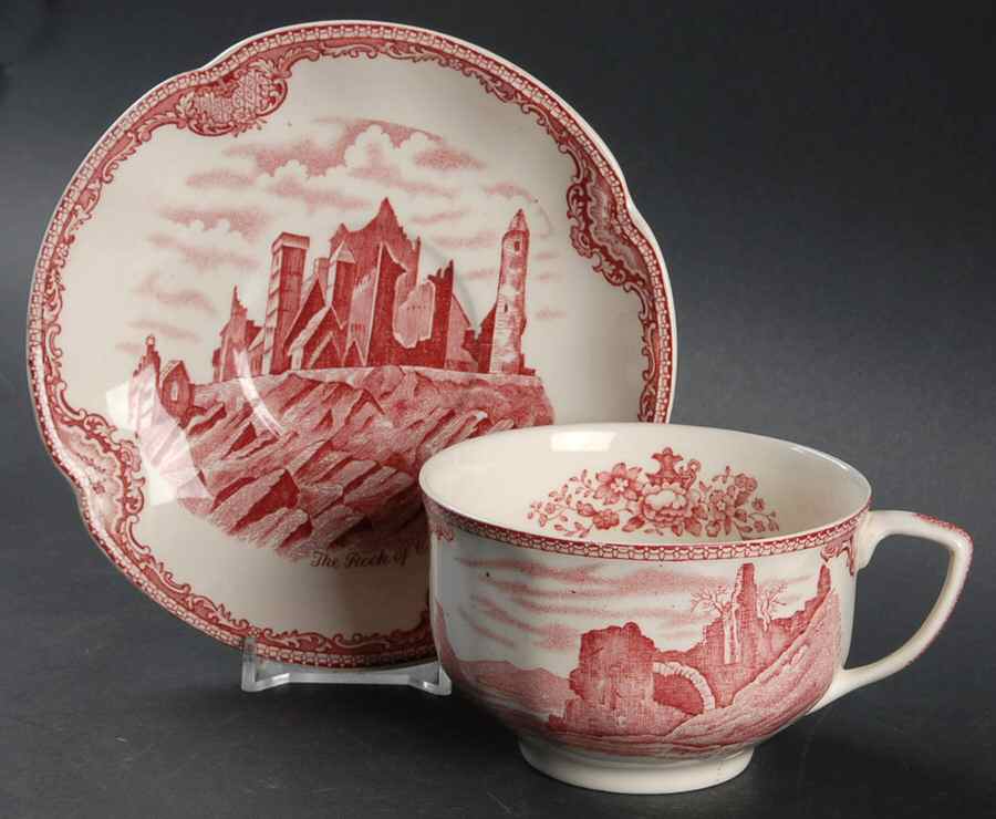 Old Britain Castles Pink (Crown Made In England) Oversized Cup & Saucer Set by Johnson Brothers-1
