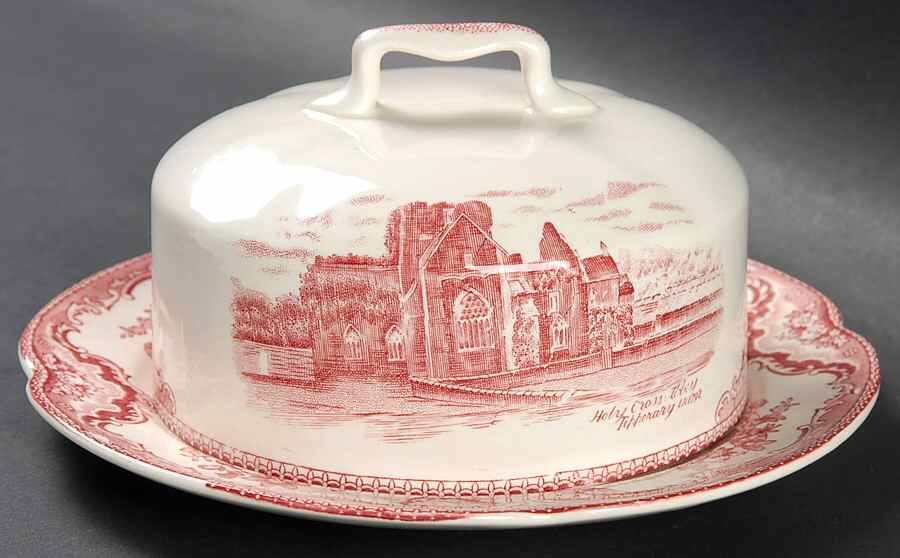 Old Britain Castles Pink (Crown Made In England) Round Covered Butter by Johnson Brothers-1