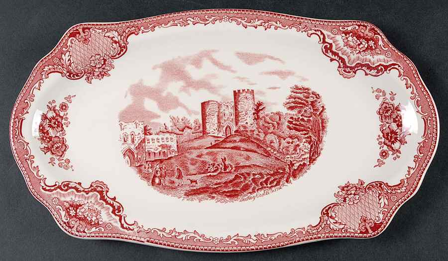 Old Britain Castles Pink (Crown Made In England) Large Sandwich Tray by Johnson Brothers-1