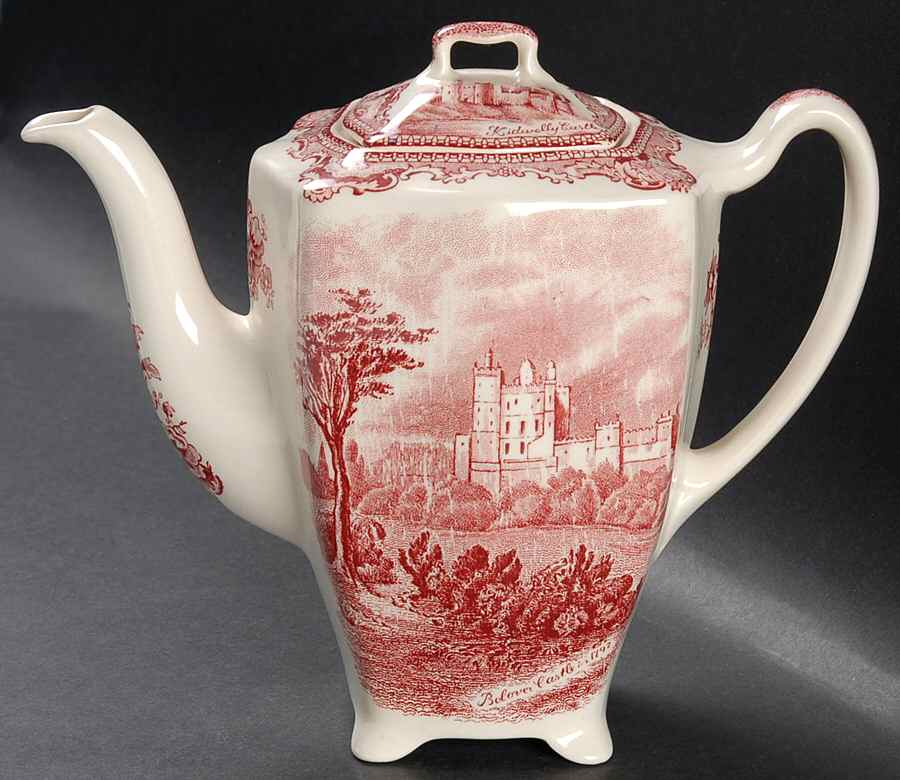 Old Britain Castles Pink (Crown Made In England) Coffee Pot & Lid by Johnson Brothers-1