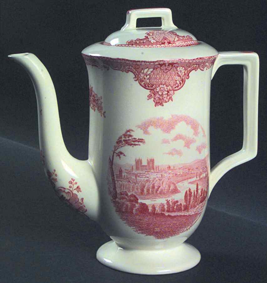 Old Britain Castles Pink (Crown Made In England) Coffee Pot & Lid by Johnson Brothers-1