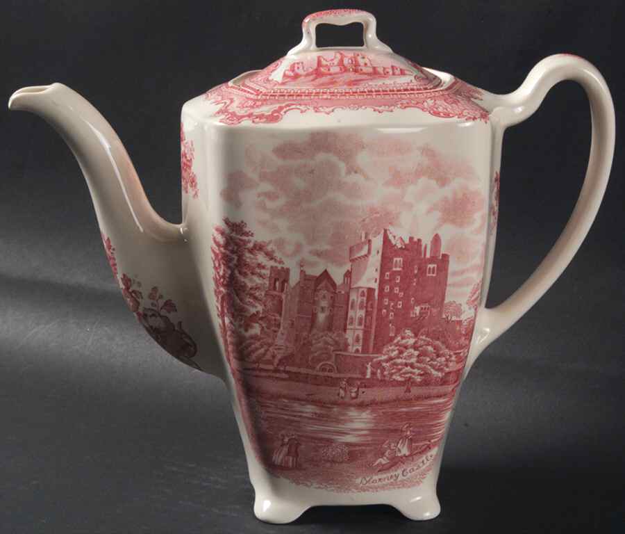 Old Britain Castles Pink (Crown Made In England) Coffee Pot & Lid by Johnson Brothers-1