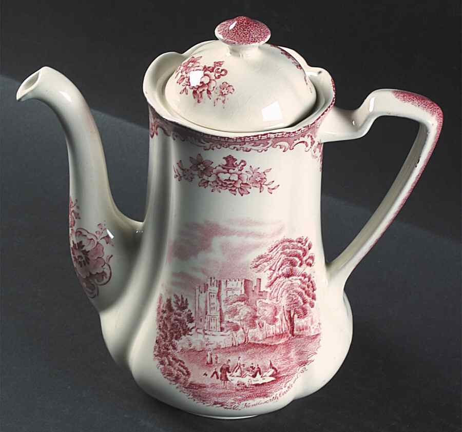 Old Britain Castles Pink (Crown Made In England) Coffee Pot & Lid by Johnson Brothers-1