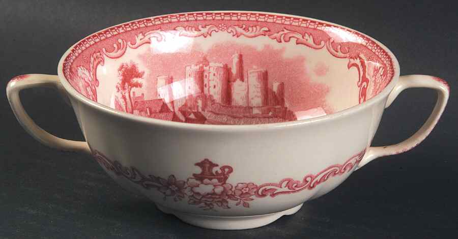 Old Britain Castles Pink (Crown Made In England) Flat Cream Soup Bowl by Johnson Brothers-1