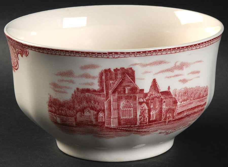 Old Britain Castles Pink (Crown Made In England) Cranberry Bowl by Johnson Brothers-1