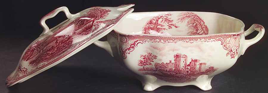 Old Britain Castles Pink (Crown Made In England) Rectangular Tureen & Lid by Johnson Brothers-1