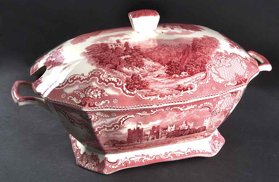 Old Britain Castles Pink (Crown Made In England) Rectangular Tureen & Lid by Johnson Brothers-1