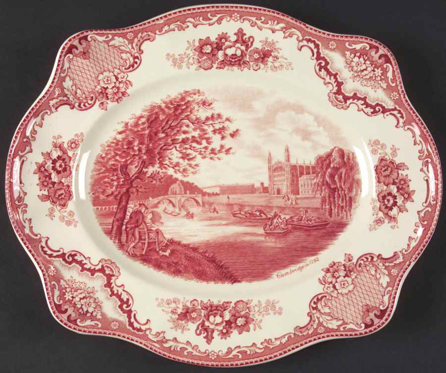 Old Britain Castles Pink (Crown Made In England) 11" Oval Serving Platter by Johnson Brothers-1