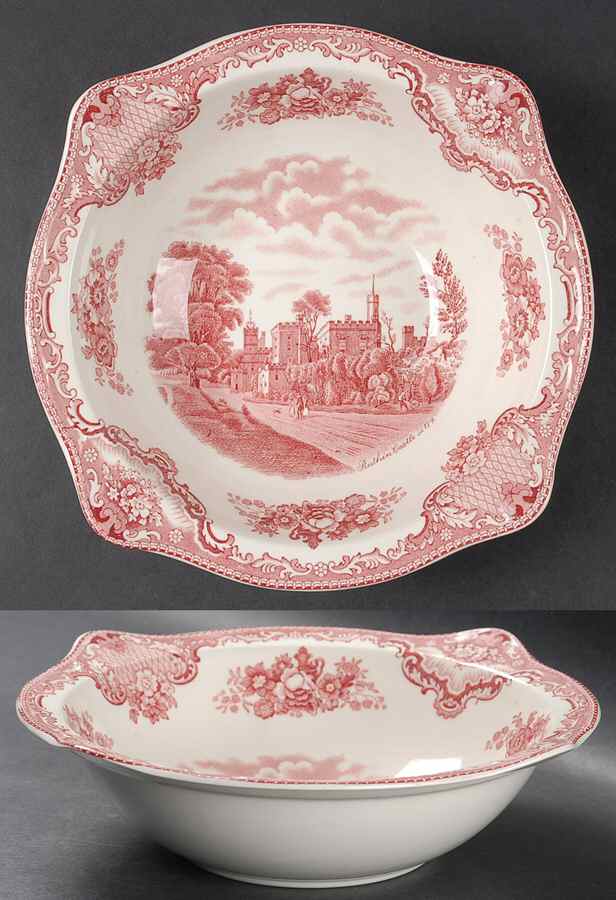 Old Britain Castles Pink (Crown Made In England) 8" Round Vegetable Bowl by Johnson Brothers-1