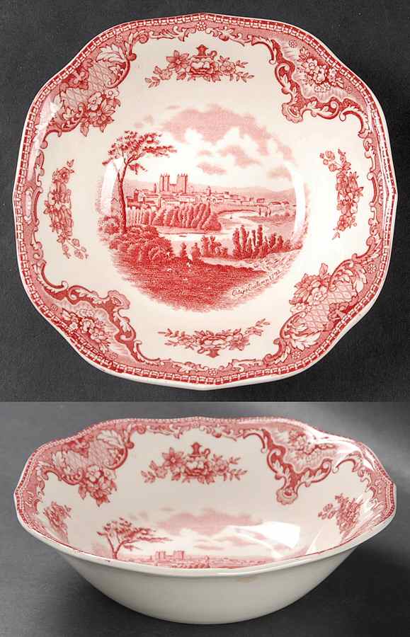 Old Britain Castles Pink (Crown Made In England) Square Cereal Bowl by Johnson Brothers-1