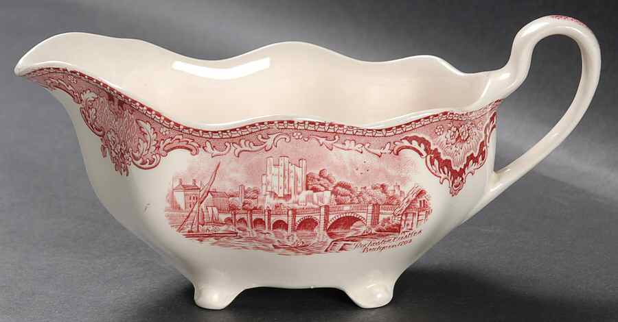 Old Britain Castles Pink (Crown Made In England) Gravy Boat by Johnson Brothers-1