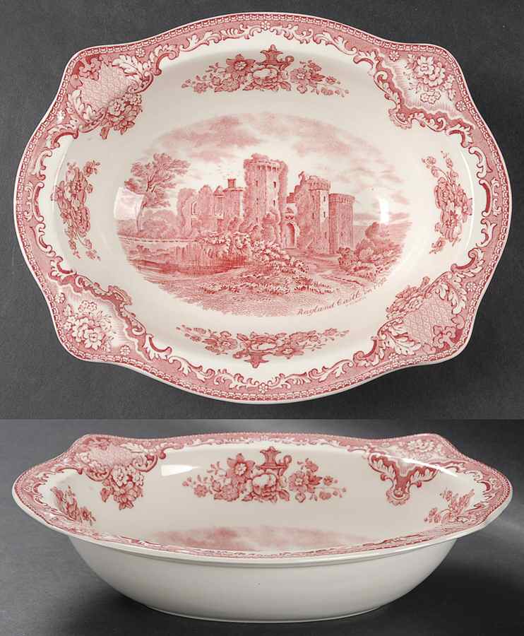 Old Britain Castles Pink (Crown Made In England) 9" Oval Vegetable Bowl by Johnson Brothers-1