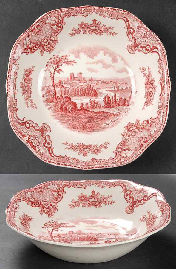 Old Britain Castles Pink (Crown Made In England) Square Soup Bowl by Johnson Brothers-1