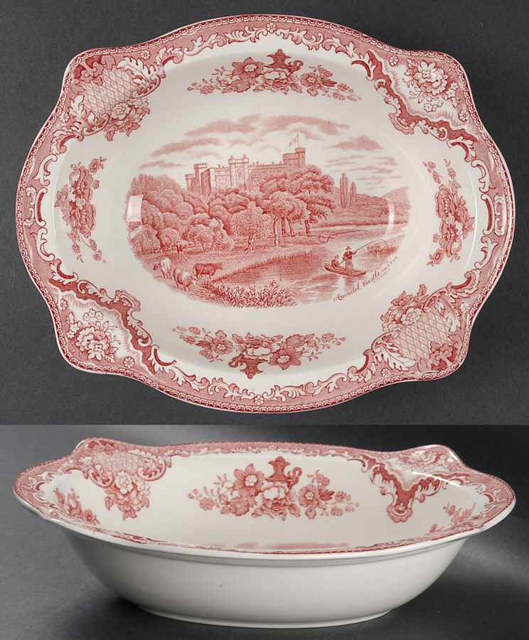 Old Britain Castles Pink (Crown Made In England) 9" Oval Vegetable Bowl by Johnson Brothers-1
