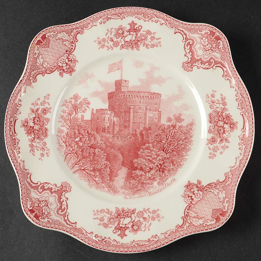 Old Britain Castles Pink (Crown Made In England) Square Luncheon Plate by Johnson Brothers-1