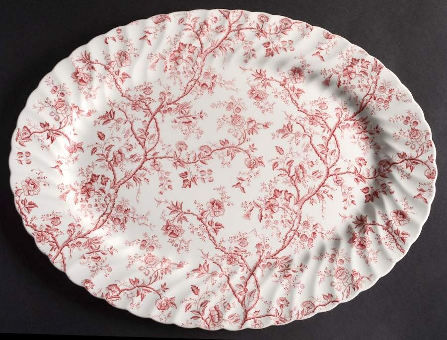 Old Bradbury Pink 15" Oval Serving Platter by Johnson Brothers-1