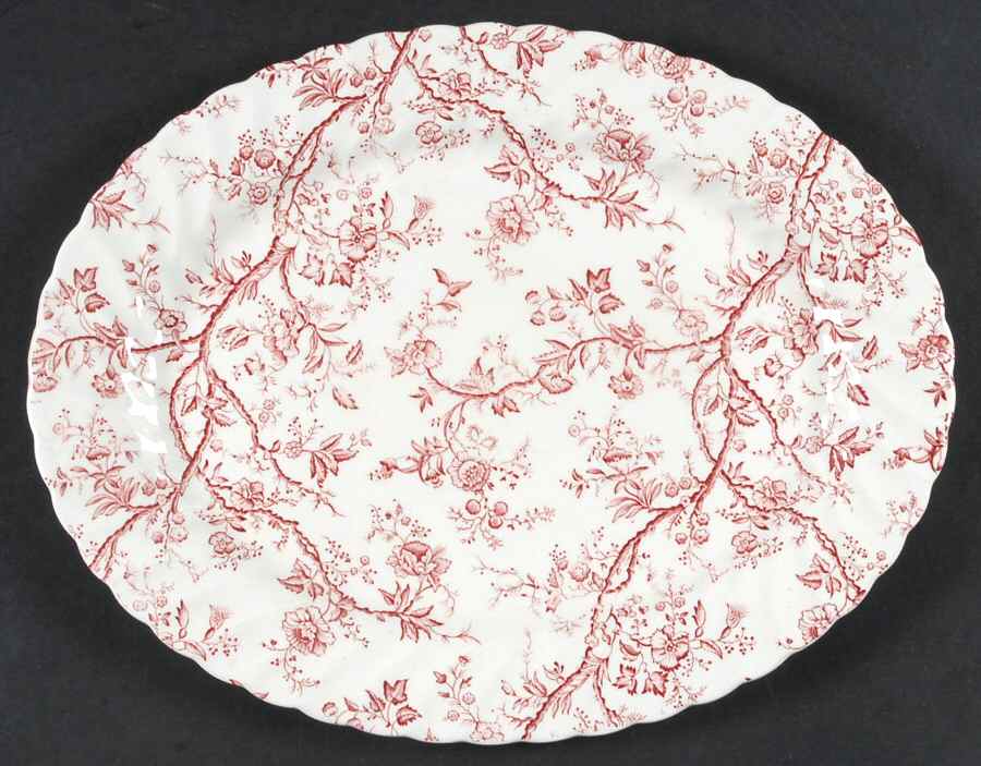 Old Bradbury Pink 12" Oval Serving Platter by Johnson Brothers-1