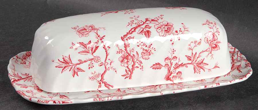 Old Bradbury Pink 1/4 Lb Covered Butter by Johnson Brothers-1