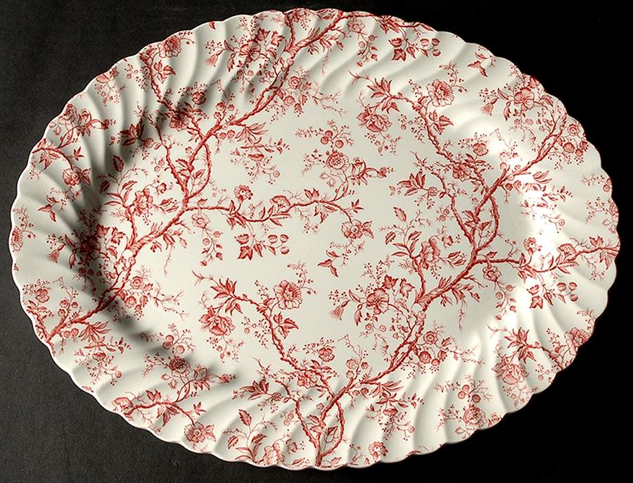 Old Bradbury Pink 13" Oval Serving Platter by Johnson Brothers-1