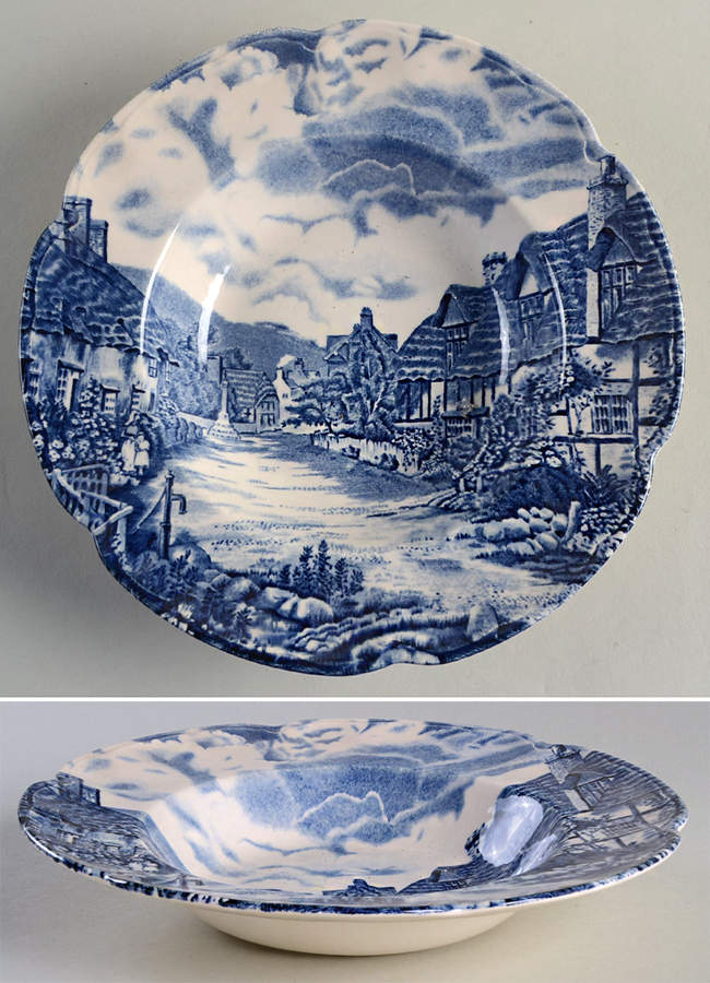 Olde English Countryside Blue Rim Soup Bowl by Johnson Brothers-1